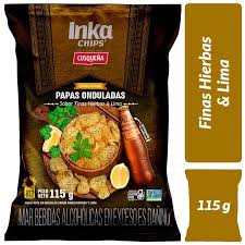 Papas Crujientes INKA CHIPS Finas Hierbas Bolsa y Lima 115g